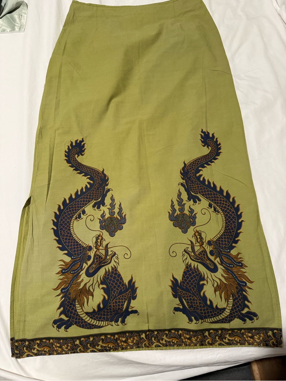 Vintage Free People circa 1990 Olive Green Cotton Skirt with Vintage Label